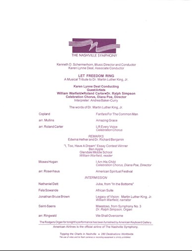 1997 Let Freedom Sing Program listing