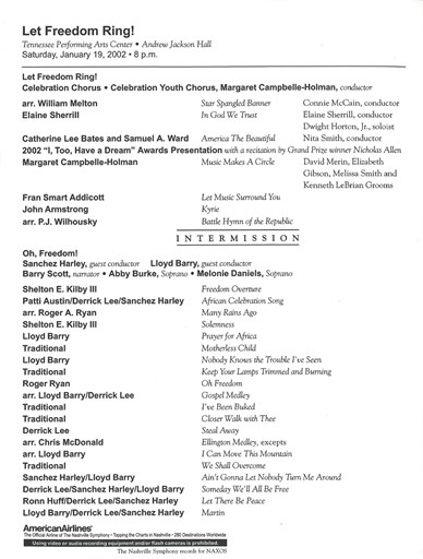 2002 LFS Program Listing